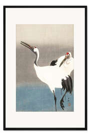 Gerahmter Kunstdruck Reiherpaar am Ufer des Flusses