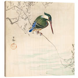 Quadro de madeira  The kingfisher - Ohara Koson