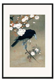 Gerahmter Kunstdruck Krähe und Blüte