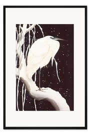 Gerahmter Kunstdruck Reiher im Schnee