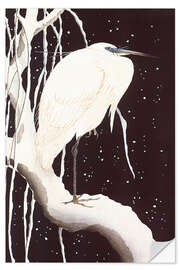 Wandsticker Reiher im Schnee