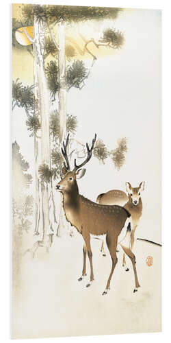 Foam board print Deer and roe deer in winter