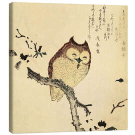 Canvastavla  Owl in blooming magnolia - Kubota Shunman