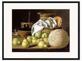 Ingelijste kunstdruk Still Life with Melon and Pears