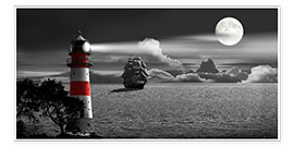 Póster Lighthouse colorkey in the night
