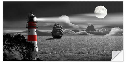 Wall sticker Lighthouse colorkey in the night