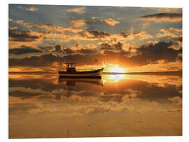 Foam board print The fishing boat in the sunset