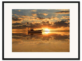 Gerahmter Kunstdruck Das Fischerboot im Sonnenuntergang