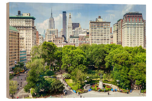 Wood print Summer in New York City, Union Square
