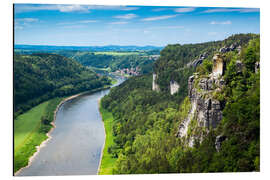 Magnettafel Sächsische Schweiz - Basteiaussicht auf Elbe und Wartturm