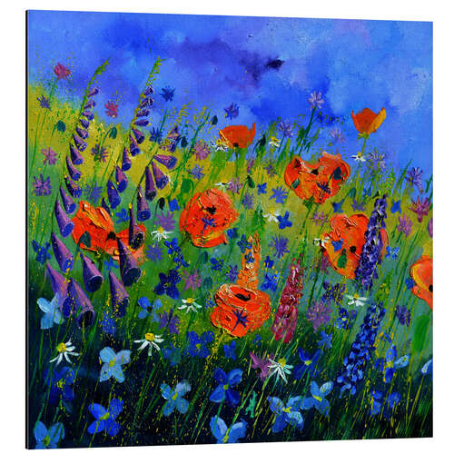 Tableau en aluminium Prairie fleurie multicolore