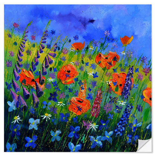 Selvklæbende plakat Coloured flower meadow