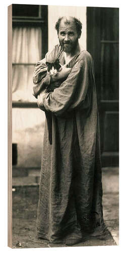 Obraz na drewnie Gustav Klimt and his Cat