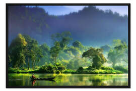 Gerahmter Kunstdruck Indonesische Flusslandschaft