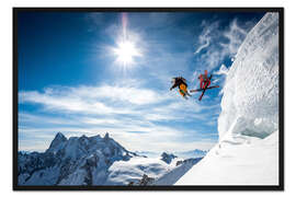 Gerahmter Kunstdruck Skifahrer im Sprung