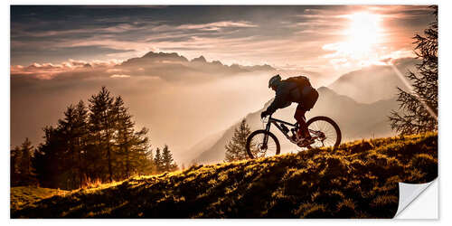 Vinilo para la pared Con la bicicleta al atardecer