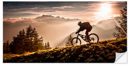 Wandsticker Mountainbiker in der Abendsonne