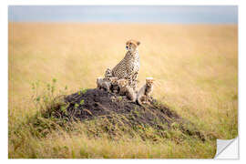 Selvklebende plakat Leopard mother