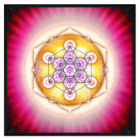 Gerahmter Kunstdruck Metatrons Würfel - Sonne