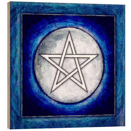 Hout print Moon Pentagram