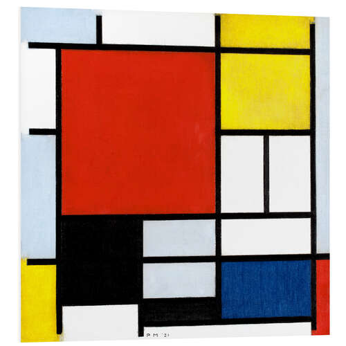 Tableau en PVC Composition en rouge, jaune, bleu et noir