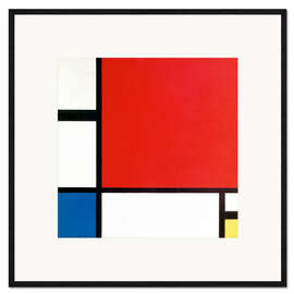 Impresión de arte enmarcada Composición II en rojo, azul y amarillo