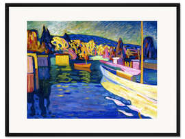 Gerahmter Kunstdruck Herbstlandschaft mit Booten