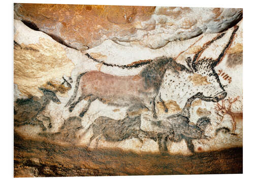 Foam board print Lascaux cave, Aurochs and horses