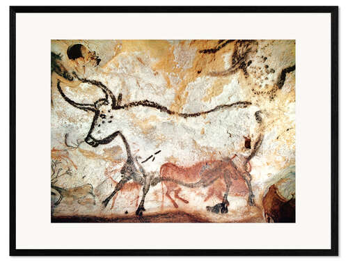 Impression artistique encadrée Taureau, Grotte de Lascaux