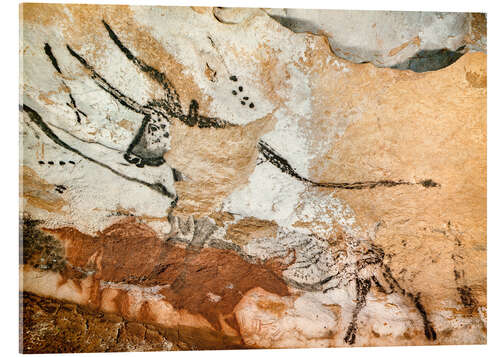 Acrylglasbild Stier und Kuh mit Kalb, Höhle von Lascaux