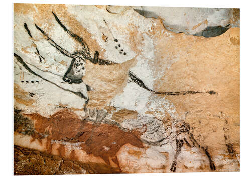 Foam board print Bull and cow with calf, Cave of Lascaux