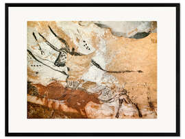 Stampa artistica con cornice Toro e mucca con vitello, Grotta di Lascaux