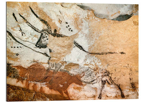 Galleritryk Bull and cow with calf, Cave of Lascaux