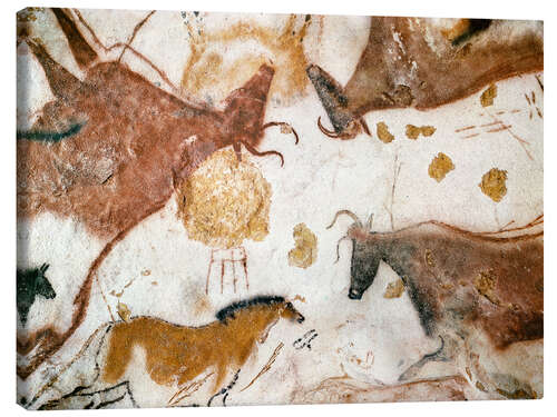 Tableau sur toile Cave painting of a dun horse at Lascaux