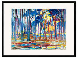Innrammet kunsttrykk Forest Landscape in Oils