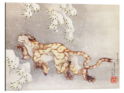 Tableau en aluminium Tigre dans un blizzard, époque d'Edo, 1849