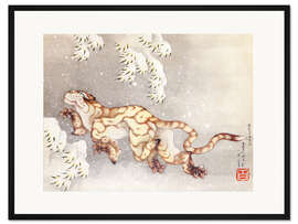 Gerahmter Kunstdruck Tiger in einem Schneesturm