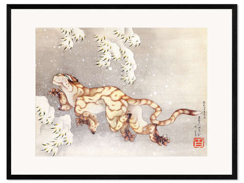 Impression artistique encadrée Tigre dans un blizzard, époque d'Edo, 1849