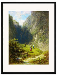 Gerahmter Kunstdruck Heuernte im Hochgebirge