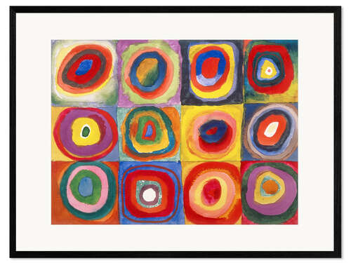 Impresión de arte enmarcada Estudio de color - Cuadros y círculos