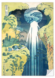 Muursticker  De Waterval van Amida op Kisokaido Road - Katsushika Hokusai