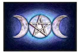 Gerahmter Kunstdruck Mondpentagramm - Dreifacher Mond
