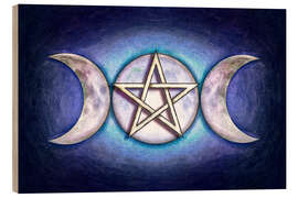 Wood print Moon Pentagram - Triple Moon