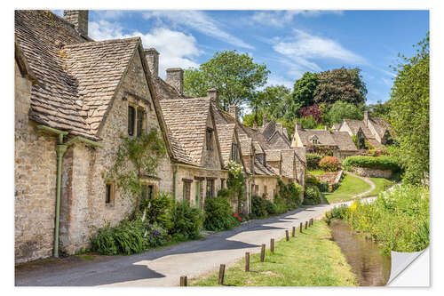 Sticker mural Arlington Row in Bibury, Cotswolds, Gloucestershire (England)