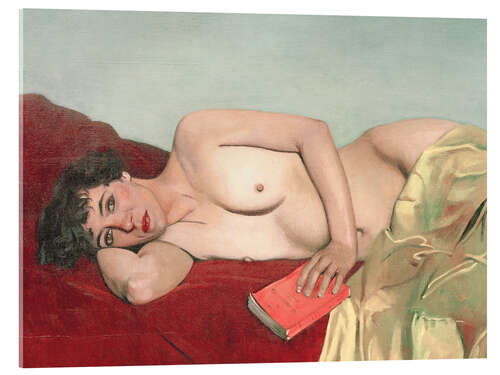 Acrylglas print Reclining Nude with Book