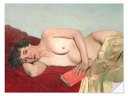 Självhäftande poster Reclining Nude with Book