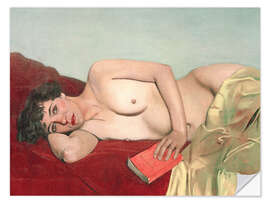 Självhäftande poster Reclining Nude with Book