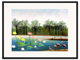 Gerahmter Kunstdruck Die Flamingos