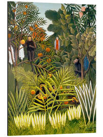 Magnettafel Exotische Landschaft mit Affen und einem Papagei