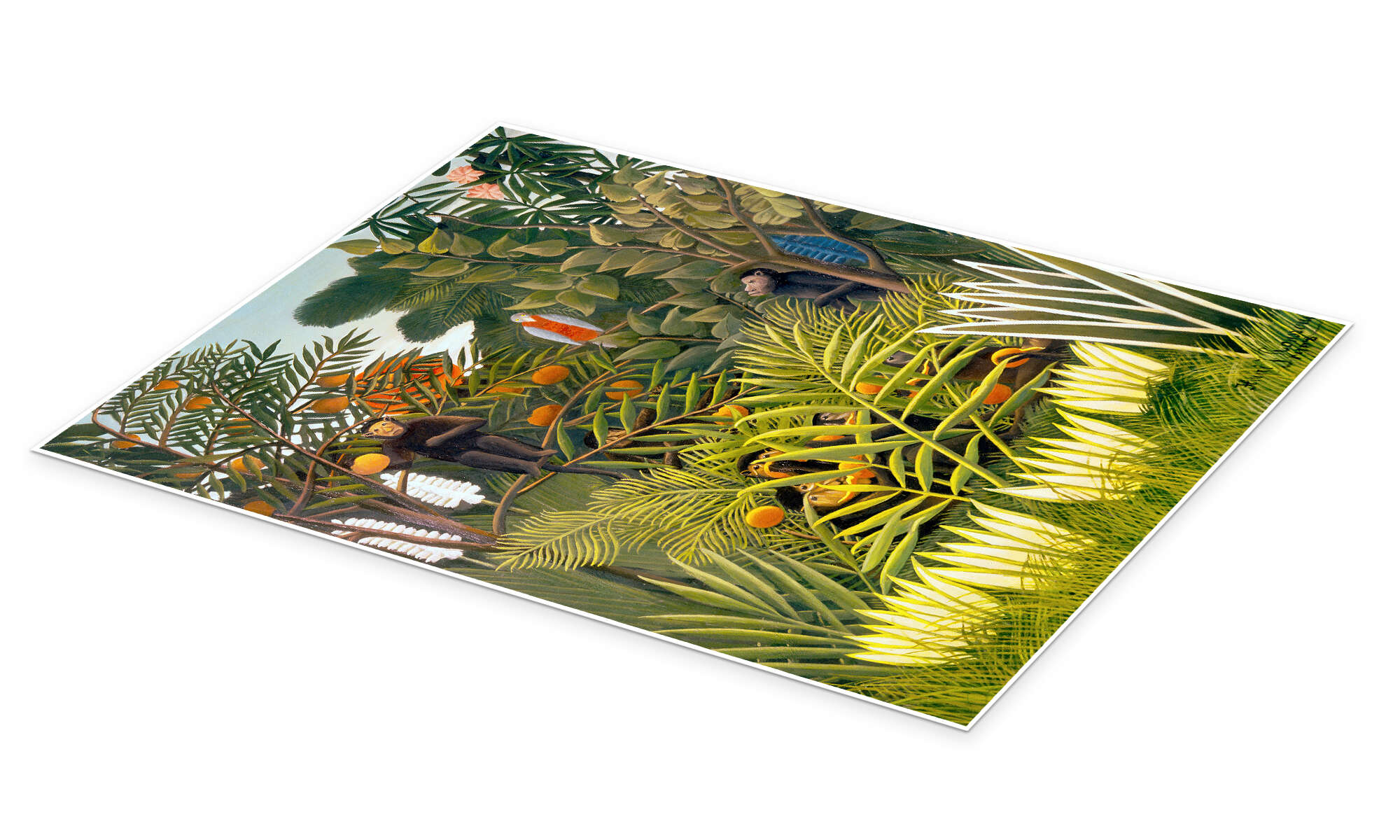 Exotic Landscape with Monkeys and a Parrot print by Henri Rousseau